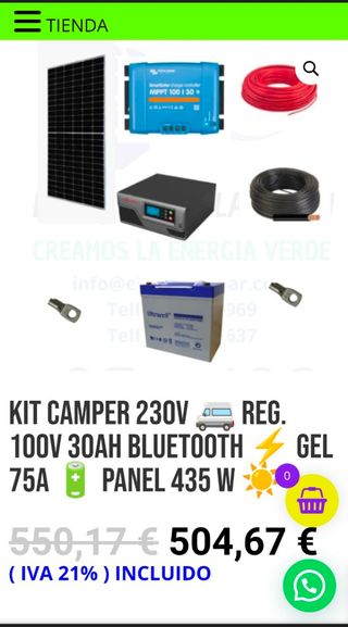 Kit Camper 230v gel 75q 435w panel