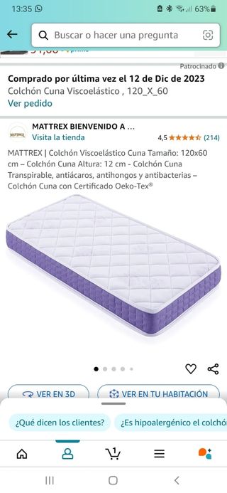 Cuna bebé , colchón, cojines protectores y móvil 