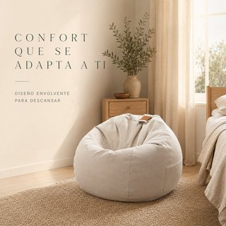 Puff pera redondo beige - Puf infantil salon XXL