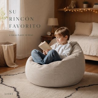 Puff pera redondo beige - Puf infantil salon XXL