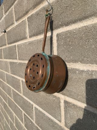 Scalda letto antico di rame piccolo da collezione