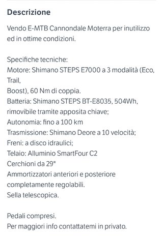 Bicicletta E-Bike CANNONDALE MOTERRA