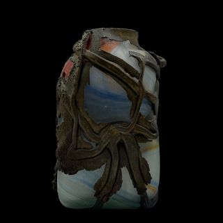 Vaso in vetro e metallo