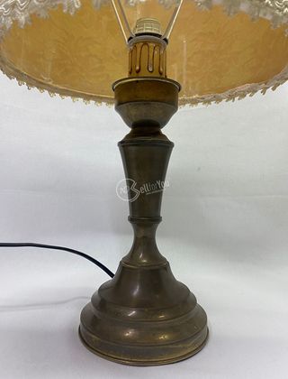 Lampada in ottone con paralume ricamato 54 cm