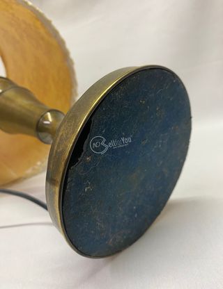 Lampada in ottone con paralume ricamato 54 cm