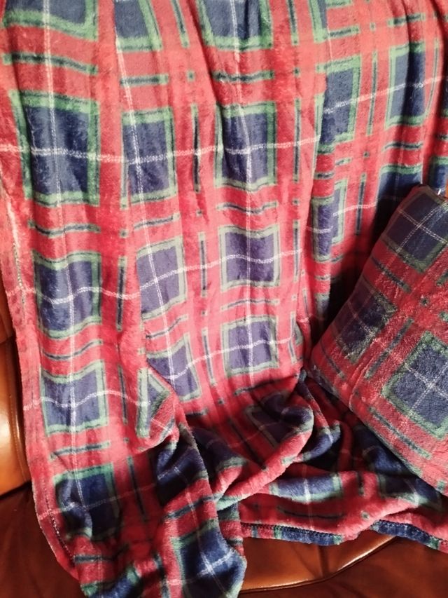 Cojín y manta de sofá