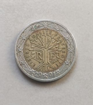 Moneda francesa de 2€ defecto