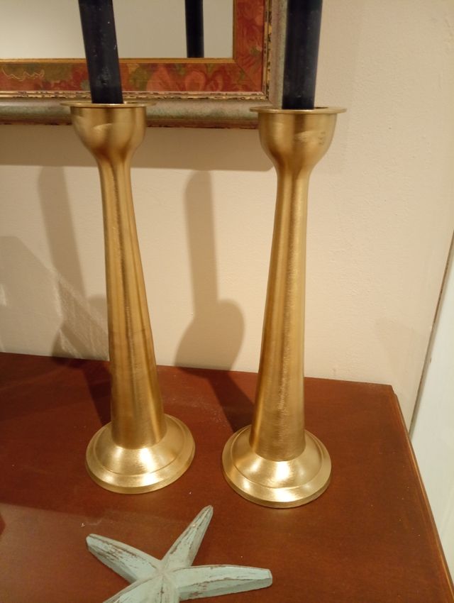 Portavelas metal oro 33 cms