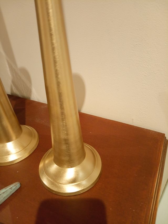 Portavelas metal oro 33 cms