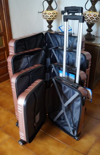 Set 4 Maletas color golden rose 8 Ruedas Giratoria