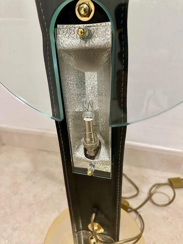 Lampada vintage pelle e cristallo