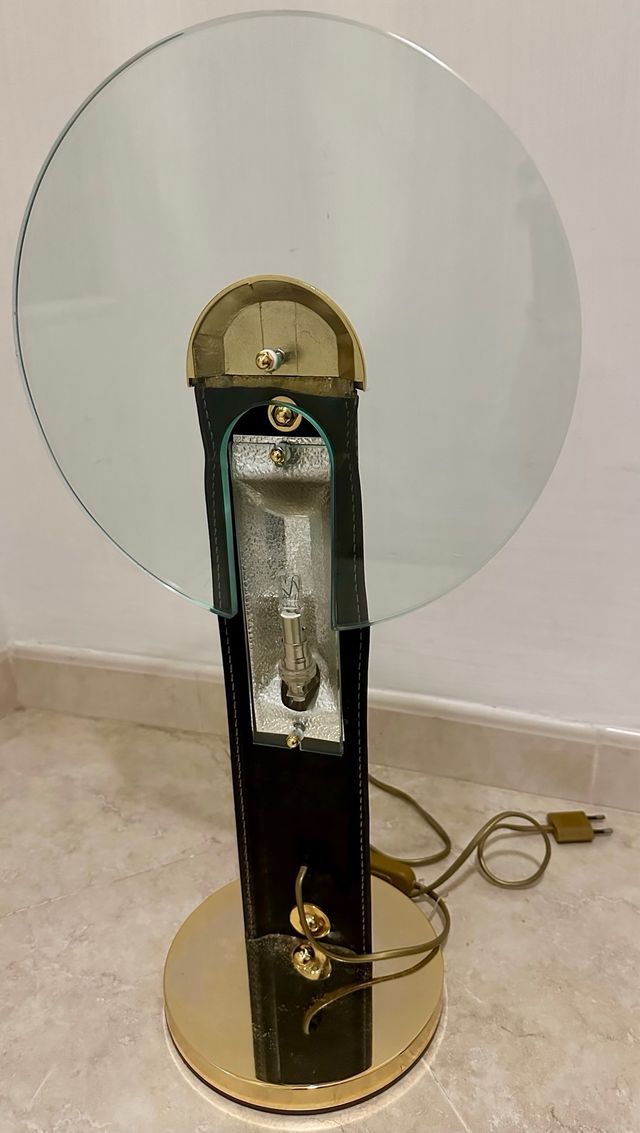 Lampada vintage pelle e cristallo