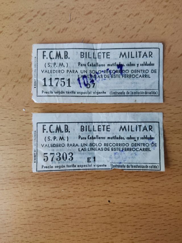 Coleccionismo- 2 Billetes para militares