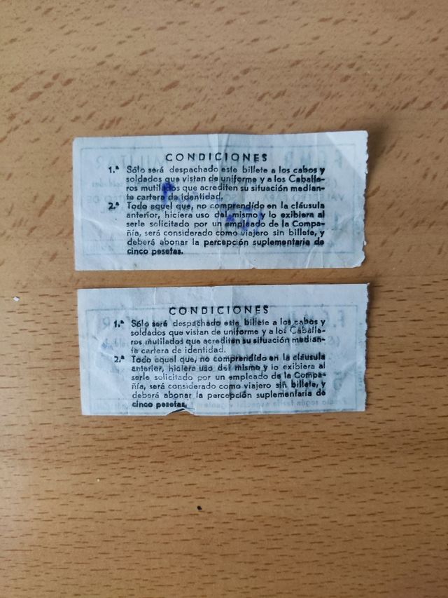 Coleccionismo- 2 Billetes para militares