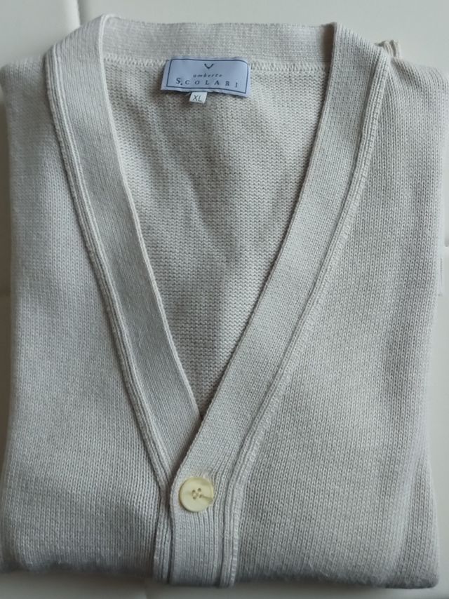 CARDIGAN DA UOMO IN COTONE PANNA