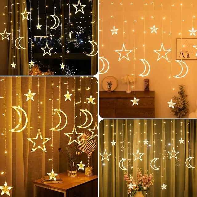 Guirnalda LED con lunas y estrellas