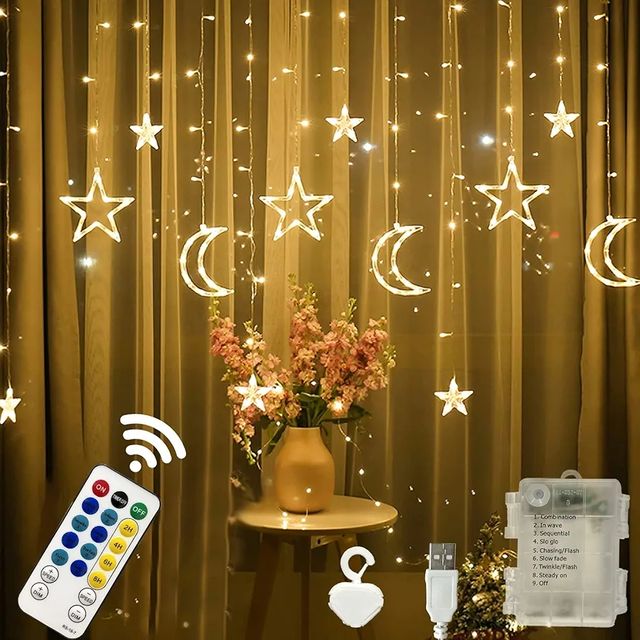 Guirnalda LED con lunas y estrellas