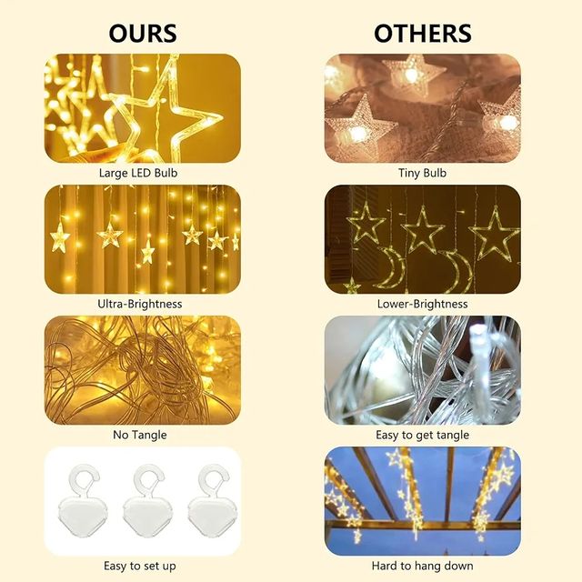 Guirnalda LED con lunas y estrellas