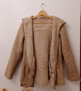 Abrigo piel vuelta beige xs