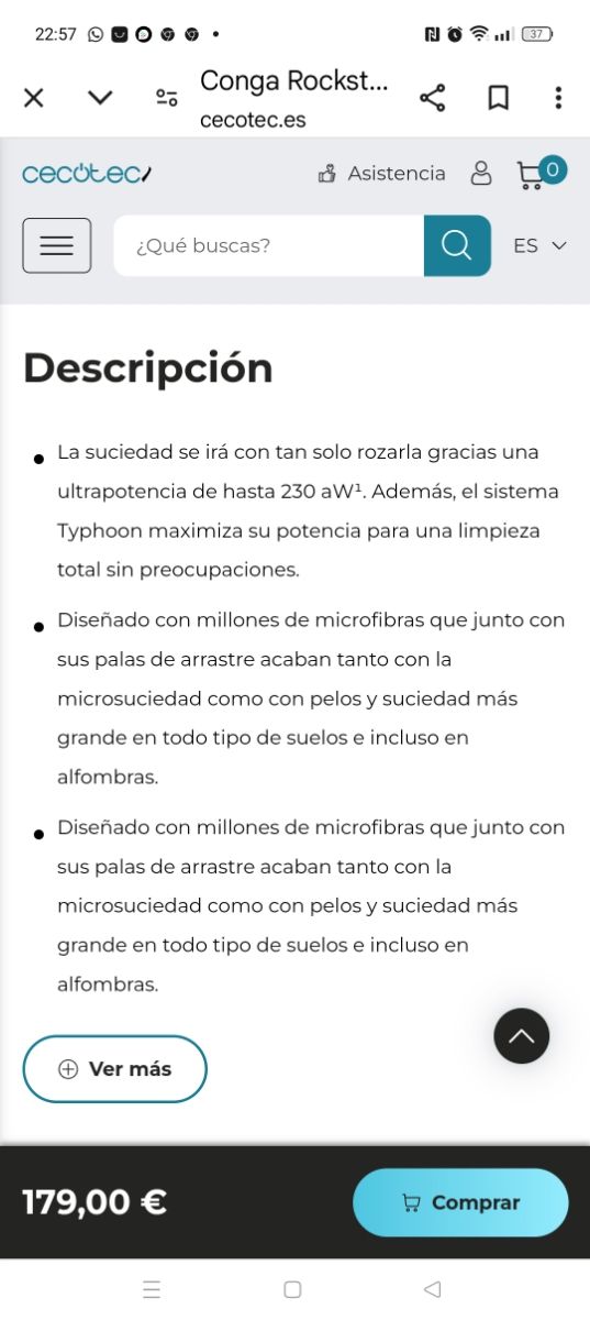 Aspirador vertical rockstar 1600 Advance.