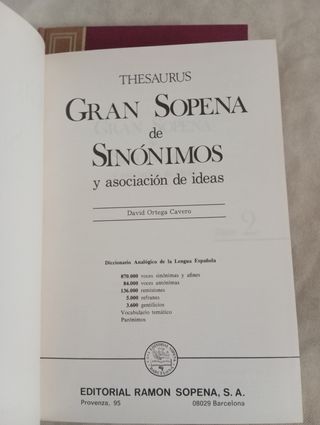 Gran Sopena sinónimos y asociacion de ideas