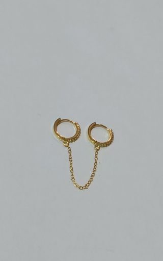 Pendiente doble aro con cadena plata s925