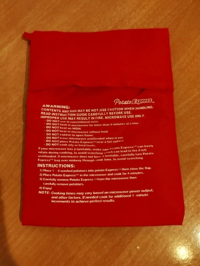 Bolsa para cocinar patatas microondas