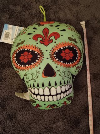 Cojín calavera mexicana verde
