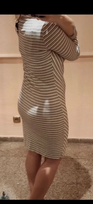 Vestido de punto rayas L