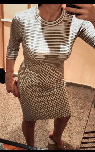 Vestido de punto rayas L