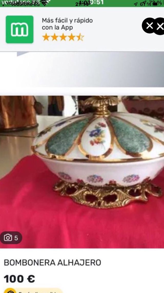 BOMBONERA / ALHAJERO DE PORCELANA Y BRONCE