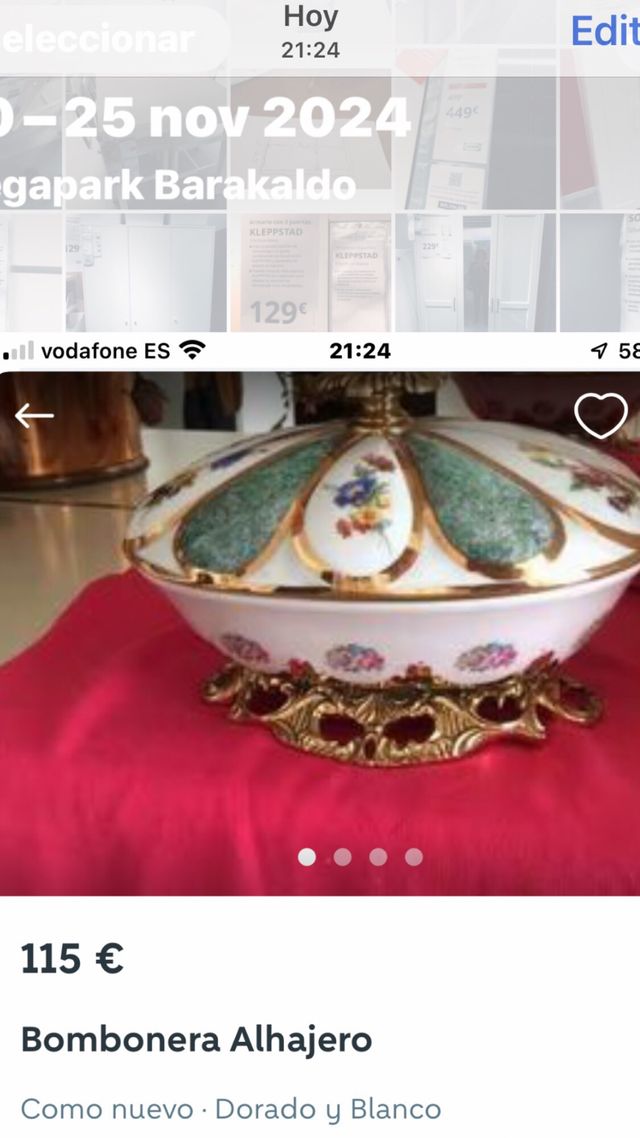 BOMBONERA / ALHAJERO DE PORCELANA Y BRONCE