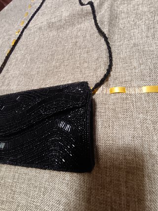 Pochette tracolla con perline  fatta mano nera