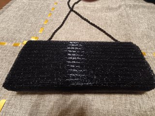 Pochette tracolla con perline  fatta mano nera