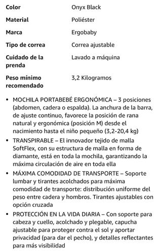 Mochila portabebé Adapt Negra