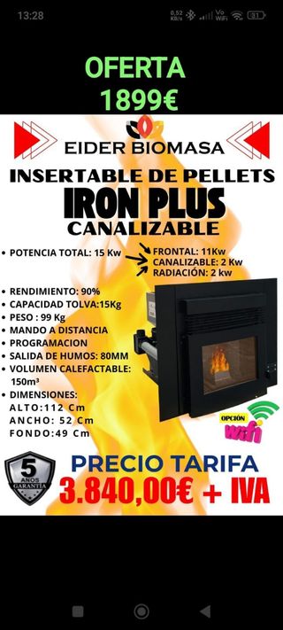 INSERTABLE - CANALIZABLE DE PELLETS