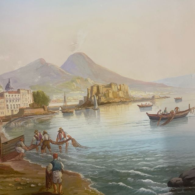 quadro vintage stampa paesaggio di napoli quadri