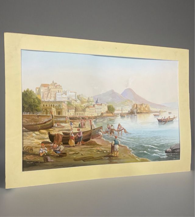 quadro vintage stampa paesaggio di napoli quadri