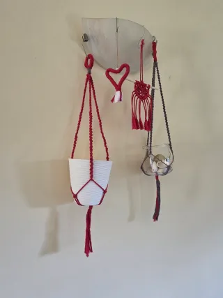 Set 2 Portavaso macramè tapiz 2  decorar hogar