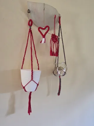 Set 2 Portavaso macramè tapiz 2  decorar hogar