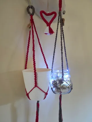 Set  Portavaso macramè  tapiz decorar hogar Boho