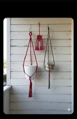 Set Portavaso fioriera sospesa macrame Arazzo Boho