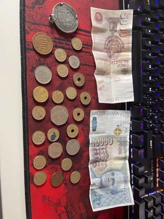 Lote monedas y billetes antiguos