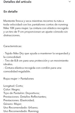 Nike Pantalones cortos 10K Mujer Talla M