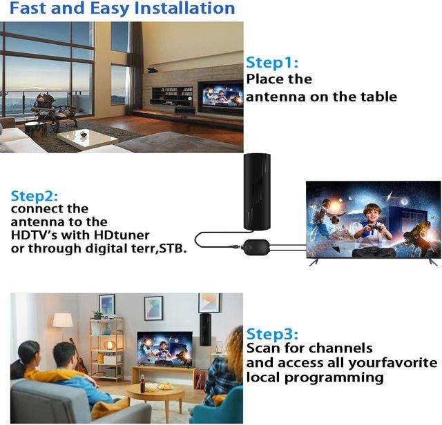 ANTENA POTENTE DE TV PARA INTERIORES Y EXTERIORES