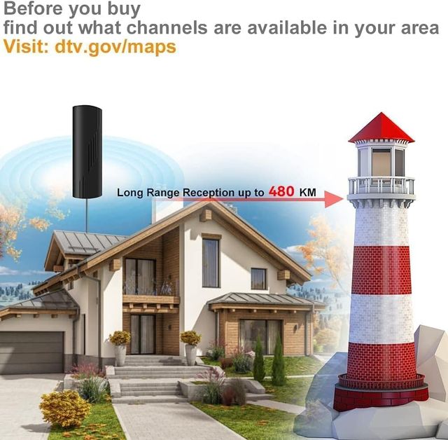 ANTENA POTENTE DE TV PARA INTERIORES Y EXTERIORES