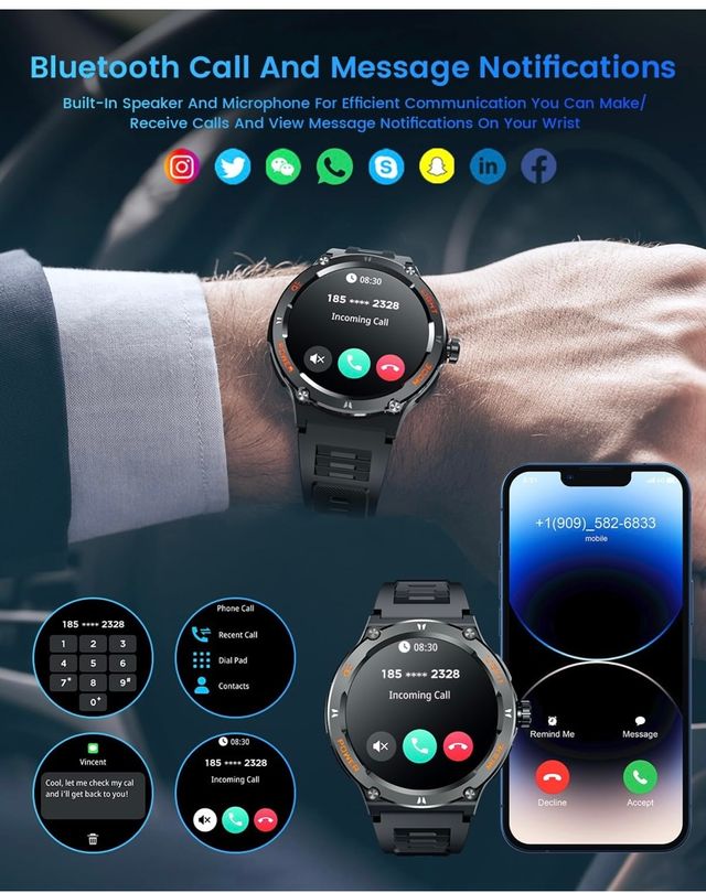 Orologio smartwatch con bussola per chiamate