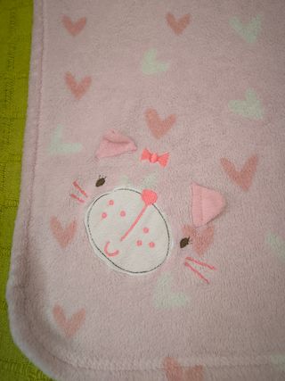 Manta bebe rosa gato