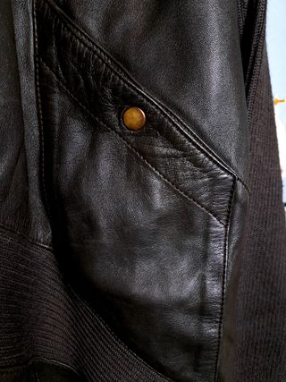Jersey de cuero y lana verde oscuro L