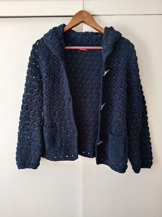 Chaqueta vintage lana crochet azul de Juan Blanco